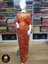 Burnt Orange Net on Silk with Gold Stones Medium George