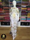 White with Gold Multiples Stones Net on Silk Luxury George
