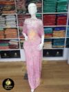 Baby Pink Net on Silk with Crystal Silver Stones Luxury George